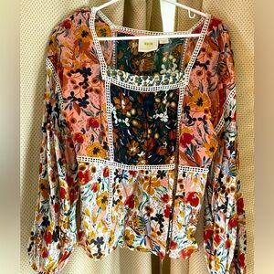 Maeve Anthropologie top size medium patchwork pattern